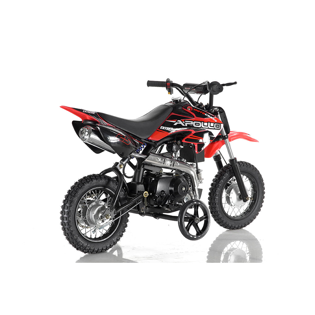 Apollo 70cc DB-25 Kids Dirt Bike – Fully Automatic with Electric Start & Training Wheels