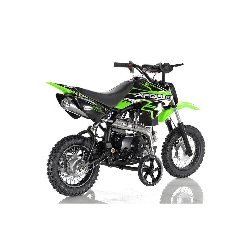 Apollo 70cc DB-25 Kids Dirt Bike – Fully Automatic with Electric Start & Training Wheels